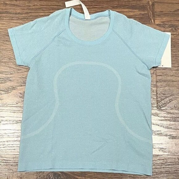 Lululemon Swiftly Tech Short Sleeve 2.0 Race Length Texture Sheer Blue Sz 6 NWT - Picture 1 of 3